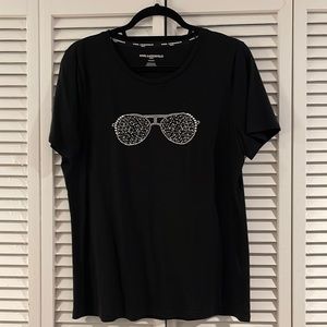 Karl Lagerfeld Black Soft Sunglasses T-Shirt Tee Black Med M